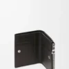 Portefeuille compact et fin en cuir de veau classique texturé Gris foncé