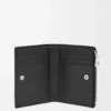Portefeuille compact et fin en cuir de veau grainé souple, noir