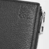 Portefeuille compact et fin en cuir de veau grainé souple, noir