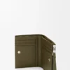 Portefeuille compact et fin Puzzle en cuir de veau classique Dark Khaki