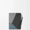 Portefeuille compact et fin Puzzle en cuir de veau classique Gris asphalte/Bleu tempête
