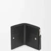 Portefeuille compact et fin Puzzle en cuir de veau classique Noir