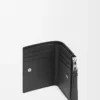 Portefeuille compact et fin Puzzle en cuir de veau classique Noir