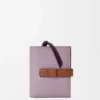 Portefeuille compact à fermeture éclair en cuir de veau grainé souple Dirty Mauve/Squirrel