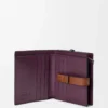 Portefeuille compact à fermeture éclair en cuir de veau grainé souple Dirty Mauve/Squirrel