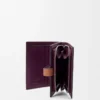 Portefeuille compact à fermeture éclair en cuir de veau grainé souple Dirty Mauve/Squirrel