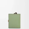 Portefeuille compact à fermeture éclair en cuir de veau grainé souple Rosemary/Tan