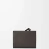 Portefeuille compact Futurist Cat en cuir de veau classique Taupe foncé/Orange Portefeuille compact Futurist Cat en cuir de veau classique Taupe foncé/Orange