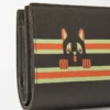 Portefeuille compact Futurist Cat en cuir de veau classique Taupe foncé/Orange Portefeuille compact Futurist Cat en cuir de veau classique Taupe foncé/Orange