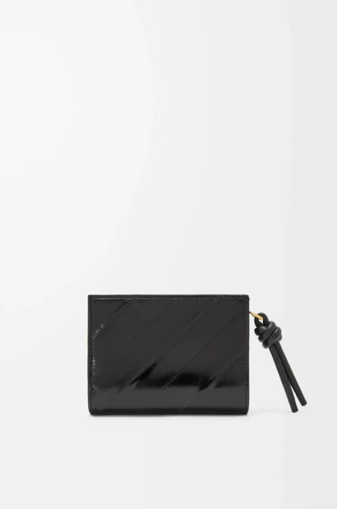 Portefeuille compact Knot en anguille Noir