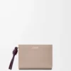 Portefeuille compact Knot en cuir de veau nappa brillant Clay/Plum