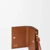 Portefeuille compact Knot en cuir de veau nappa brillant Noir/Écureuil