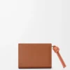 Portefeuille compact Knot en cuir de veau nappa brillant Tan/Papaya Portefeuille compact Knot en cuir de veau nappa brillant Tan/Papaya