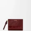 Portefeuille compact à nœud en anguille Dark Burgundy