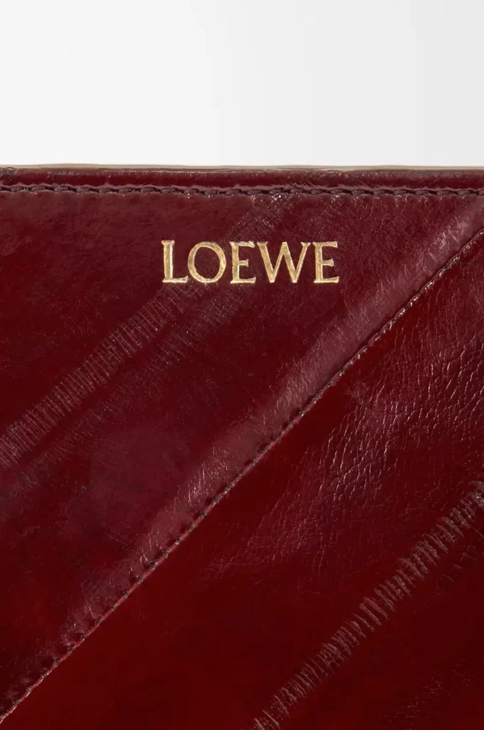Portefeuille compact à nœud en anguille Dark Burgundy