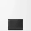 Portefeuille compact Panta en cuir de veau brillant Noir