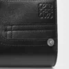 Portefeuille compact Panta en cuir de veau brillant Noir