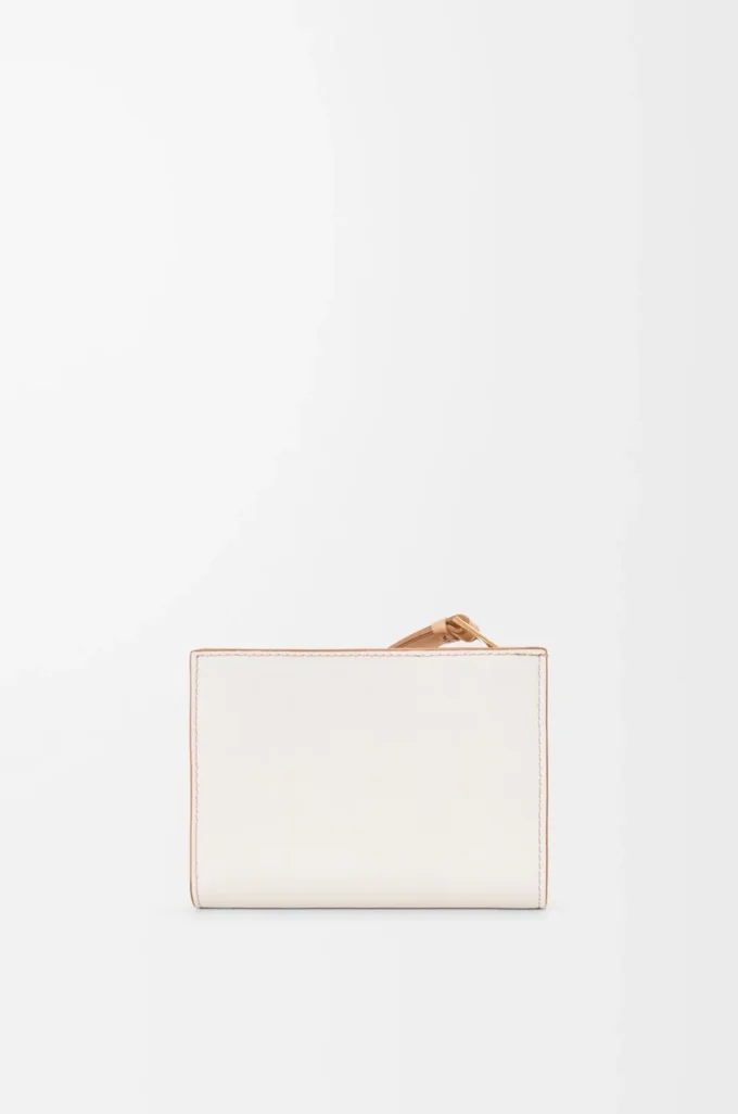 Portefeuille compact Puzzle en cuir de veau classique Ghost/Silky Beige