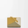 Portefeuille compact Puzzle en cuir de veau classique Ginger/Sea Salt