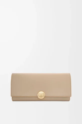 Portefeuille continental grainé en cuir de veau nappa brillant Sand Portefeuille continental grainé en cuir de veau nappa brillant Sand