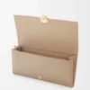 Portefeuille continental grainé en cuir de veau nappa brillant Sand Portefeuille continental grainé en cuir de veau nappa brillant Sand