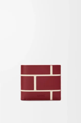 Portefeuille à deux volets en cuir de veau classique rouge brûlé Portefeuille à deux volets en cuir de veau classique rouge brûlé