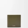 Portefeuille à deux volets en cuir de veau classique texturé Dark Khaki