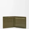 Portefeuille à deux volets en cuir de veau classique texturé Dark Khaki