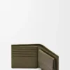 Portefeuille à deux volets en cuir de veau classique texturé Dark Khaki