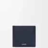 Portefeuille à deux volets en cuir de veau classique texturé Deep Navy