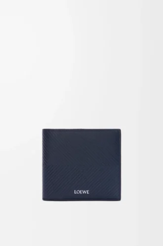 Portefeuille à deux volets en cuir de veau classique texturé Deep Navy