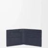 Portefeuille à deux volets en cuir de veau classique texturé Deep Navy