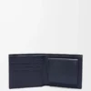 Portefeuille à deux volets en cuir de veau classique texturé Deep Navy