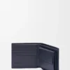 Portefeuille à deux volets en cuir de veau classique texturé Deep Navy