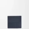 Portefeuille à deux volets en cuir de veau classique texturé Deep Navy