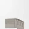 Portefeuille à deux volets en cuir de veau classique texturé gris coquillage