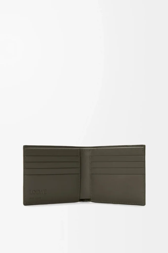 Portefeuille à deux volets Puzzle en cuir de veau classique Dark Khaki