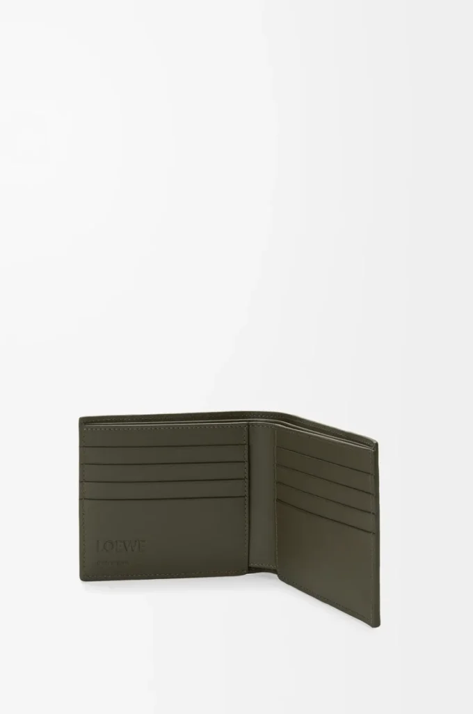 Portefeuille à deux volets Puzzle en cuir de veau classique Dark Khaki
