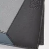 Portefeuille à deux volets Puzzle en cuir de veau classique Gris asphalte/Bleu tempête