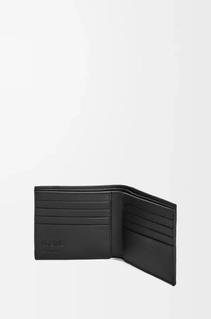 Portefeuille à deux volets Puzzle en cuir de veau classique noir