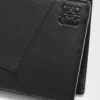 Portefeuille à deux volets Puzzle en cuir de veau classique Noir