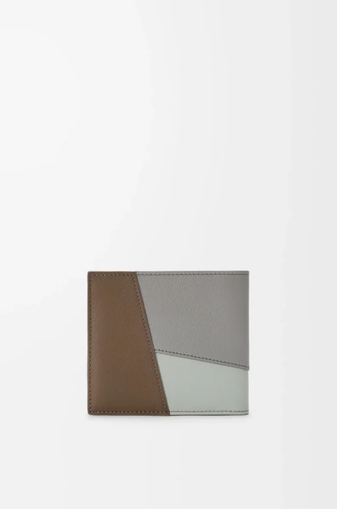 Portefeuille à deux volets Puzzle en cuir de veau classique Winter Brown/Ash Grey