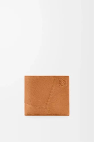 Portefeuille à deux volets Puzzle en cuir de veau grainé souple Light Canyon Brown