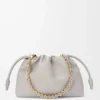 Portefeuille Flamenco moyen en cuir d&rsquo;agneau nappa souple gris coquillage