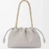 Portefeuille Flamenco moyen en cuir d&rsquo;agneau nappa souple gris coquillage
