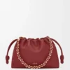 Portefeuille Flamenco moyen en cuir d&rsquo;agneau nappa souple rouge brûlé
