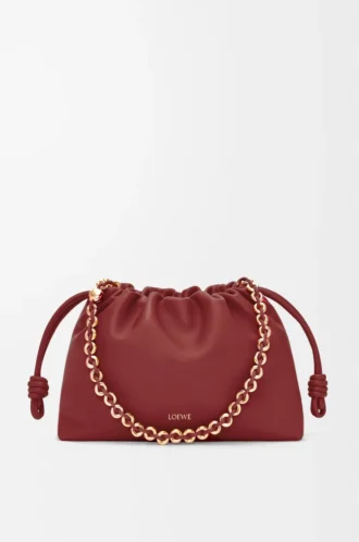 Portefeuille Flamenco moyen en cuir d&rsquo;agneau nappa souple rouge brûlé