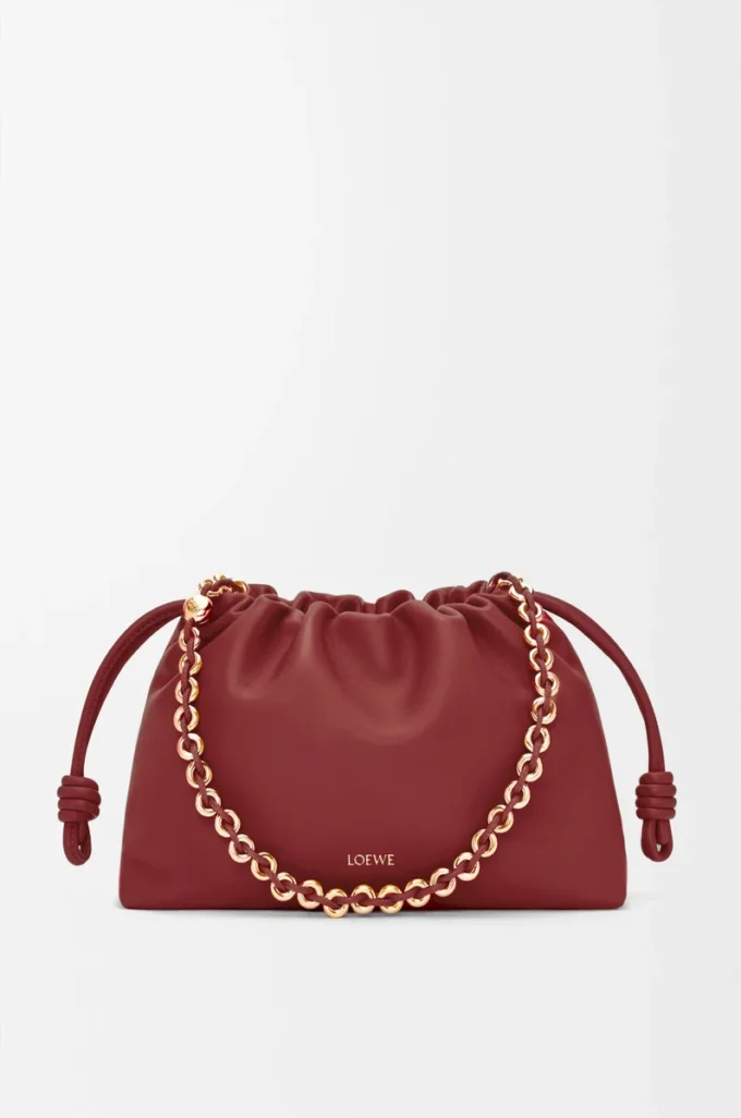 Portefeuille Flamenco moyen en cuir d&rsquo;agneau nappa souple rouge brûlé