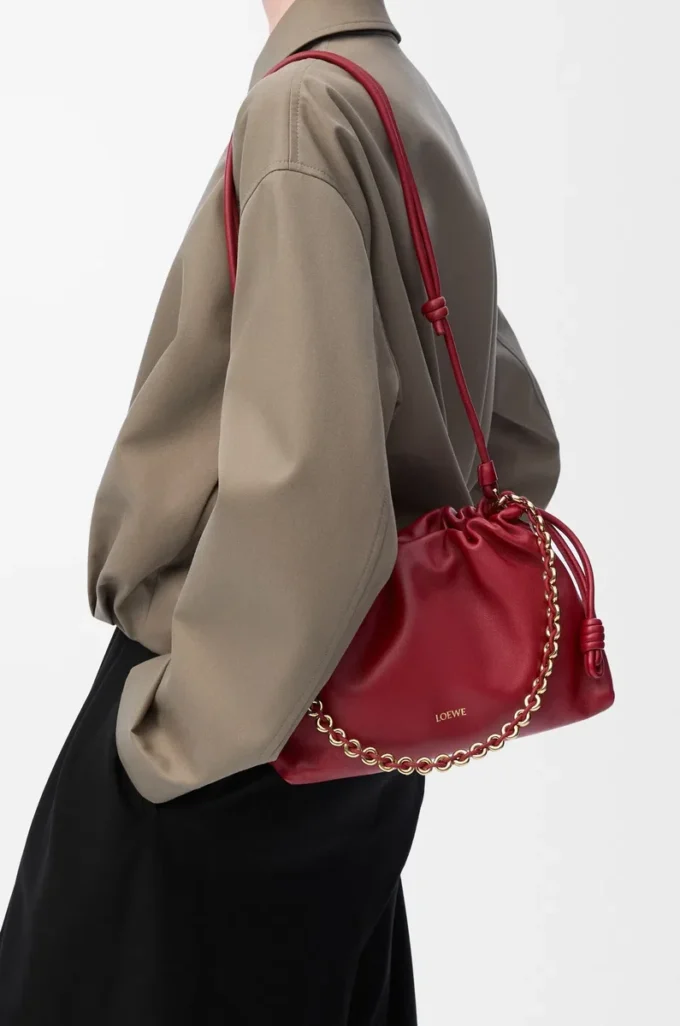 Portefeuille Flamenco moyen en cuir d&rsquo;agneau nappa souple rouge brûlé