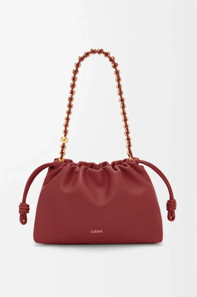 Portefeuille Flamenco moyen en cuir d&rsquo;agneau nappa souple rouge brûlé